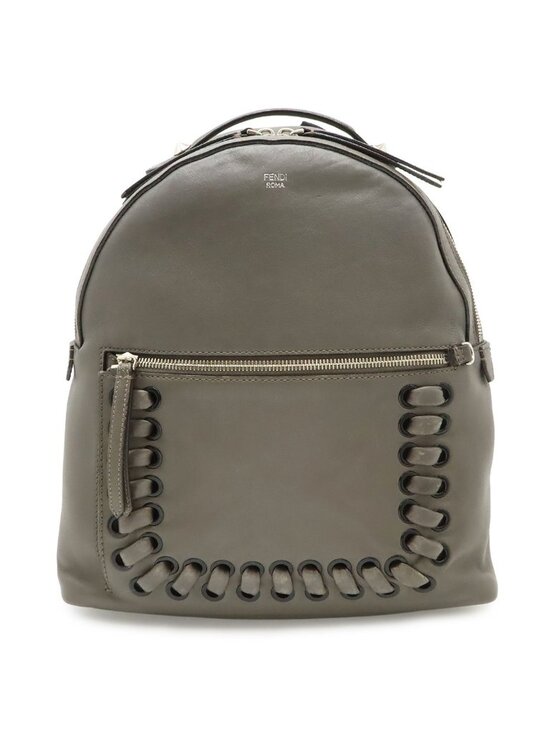 Fendi Visible Backpack Studs Leather Gray Silver main image 3